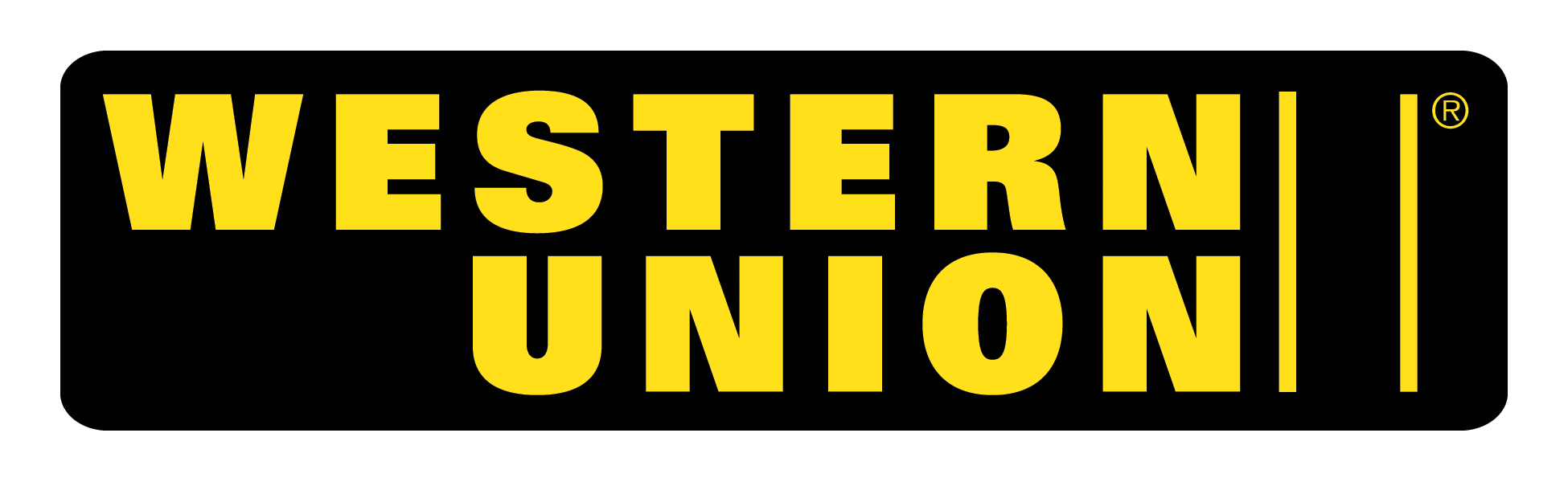 Western Union logo (black background with yellow lettering)