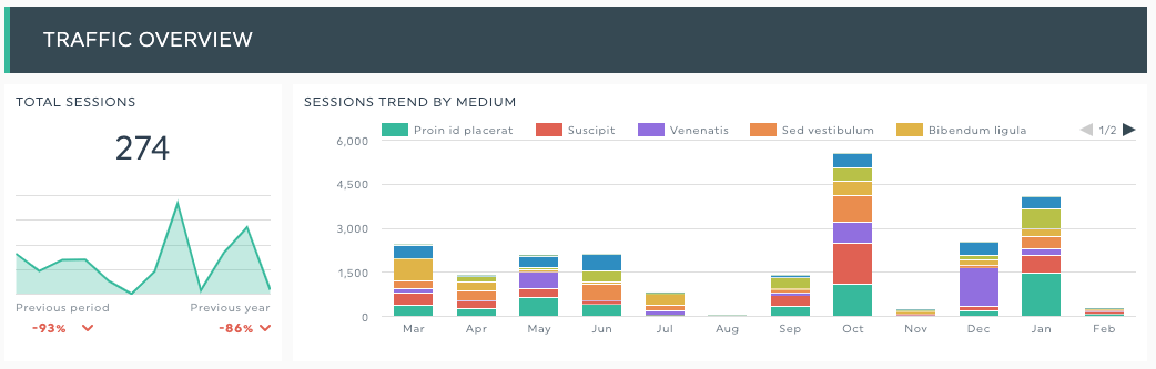 marketing dashboard example with organic traffic