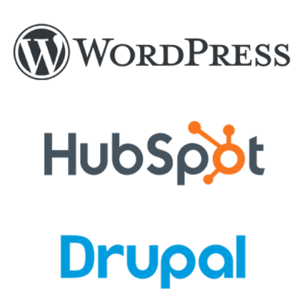 Wordpress, HubSpot, and Drupal logos